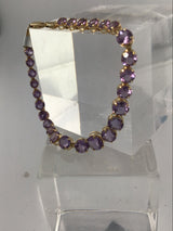 14KY Graduated Round Amethyst Bracelet BR32