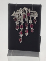 18KW Brilliant Ruby+Diamond Broach CON104