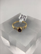 18KY Garnet + Diamond Ring CON134