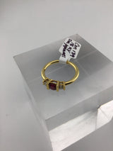 18KY Garnet + Diamond Ring CON139