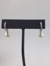 14KW Pearl+Diamond Earrings E139