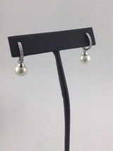 14KW Pearl+Diamond Earrings E139