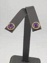 14KY Amethyst+Diamond Earrings E150