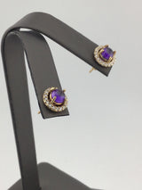 14KY Amethyst+Diamond Earrings E150
