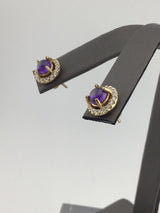 14KY Amethyst+Diamond Earrings E150
