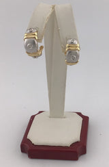 14KY Two-Tone Diamond Earrings E218