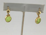 18KY Carved Peridot Dangle Earrings E230