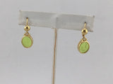 18KY Carved Peridot Dangle Earrings E230