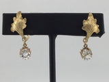 12KGF Screw Back White Stone Dangles E271