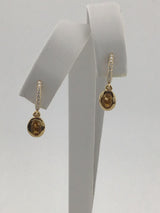 14KY Diamond+Citrine Huggie Earrings E297