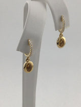 14KY Diamond+Citrine Huggie Earrings E297
