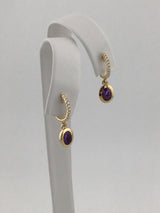14KY Amethyst+Diamond Huggie Earrings E299