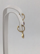 14KY Amethyst+Diamond Huggie Earrings E299