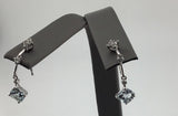 14KW CZ+Aqua dangle earrings E318