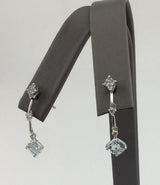 14KW CZ+Aqua dangle earrings E318