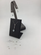 14KW CZ+Aqua dangle earrings E318