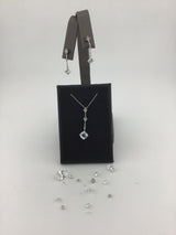 14KW CZ+Aqua dangle earrings E318
