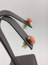 18KY Coral Screw Back Stud Earrings E334