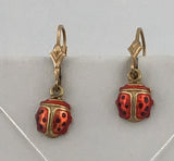 14KY Enameled Lady Bug Earrings E347