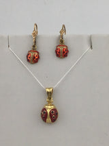 14KY Enameled Lady Bug Earrings E347