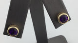 14KY Bezel Set Amethyst Studs  E351