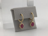 14KY Ruby + Diamond Huggie Drops E352