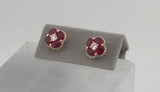 14KY Ruby + Diamond Cluster Stud Earrings E353