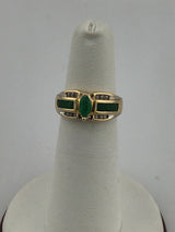 14KY Diamond + Emerald Ring R343