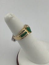 14KY Diamond + Emerald Ring R343