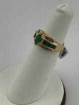 14KY Diamond + Emerald Ring R343