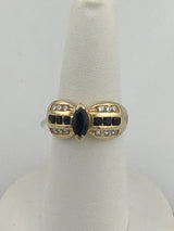 14KY Marquis Sapphire Diamond Ring R194