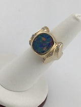 14KY Custom Whale Tail Inspired Australian Black Opal R416