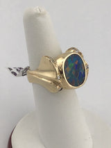 14KY Custom Whale Tail Inspired Australian Black Opal R416