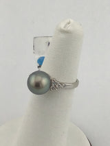 18KW Tahitian Pearl Diamond Ring R340