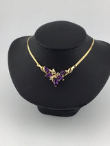 14KY Amethyst+Diamond Necklace N119