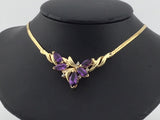 14KY Amethyst+Diamond Necklace N119
