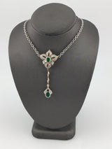 14KW Emerald+Diamond Necklace N141