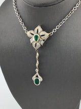 14KW Emerald+Diamond Necklace N141