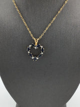 14KY Sapphire+Diamond Heart N142