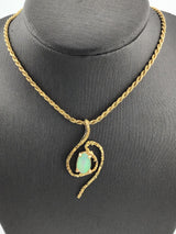 14KY Opal + Nugget Pendant With Gold Filled Chain N153