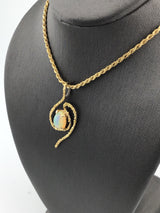 14KY Opal + Nugget Pendant With Gold Filled Chain N153