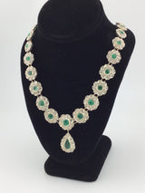 10KY Diamond + Emerald Necklace N164