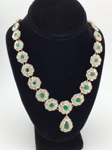 10KY Diamond + Emerald Necklace N164