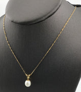 14KY paperclip chain pearl necklace N169