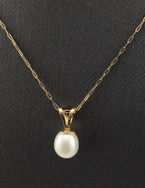 14KY paperclip chain pearl necklace N169