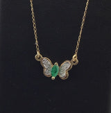 14KY Emerald+Diamond Butterfly Necklace N181