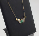 14KY Emerald+Diamond Butterfly Necklace N181