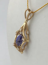 14KY Custom Tanzanite+Diamond Pendant P105