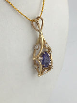 14KY Custom Tanzanite+Diamond Pendant P105