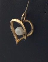 14KY Heart With Pearl Pendant P107